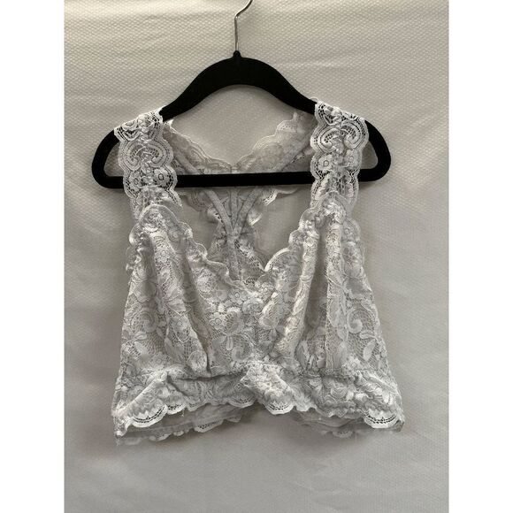 Serra Other - Serra Womens Seamless Wirefree Wide Strap Lace Bralette White Size Large
